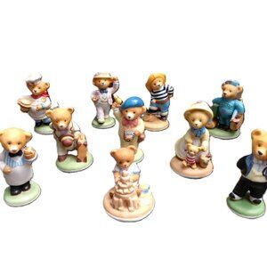 Teddington Bears Franklin Mint Lot of 10 Ceramic Porcelain Figurines Collectible